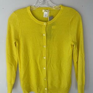 J. Crew 100% Italian Cashmere Yellow Cardigan NWT
